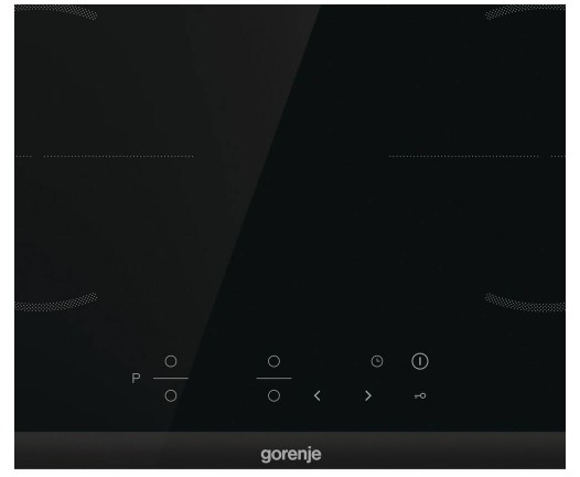 Schwarze Glaskeramik-Kochplatte mit vier Kochzonen und Touch-Bedienfeld, modern und elegant.